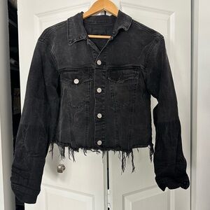 Kendall & Kylie Black Frayed Hem Denim Jacket